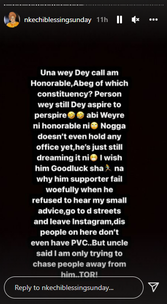 She also alleged that Falegan is not the politician many people believe he is, rather he is a fake 'honourable.'