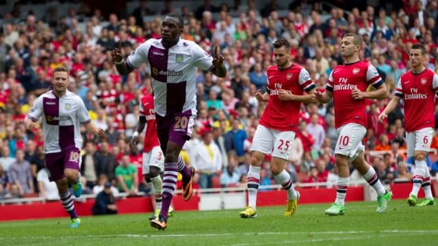 Christian Benteke was a thorn for Arsenal defenders at the Emirates. (Image/Aston Villa)