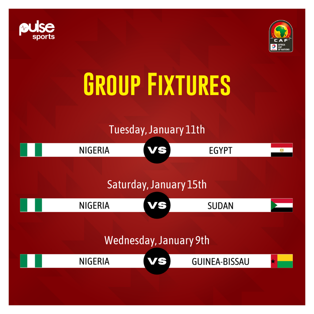 Nigeria AFCON fixture