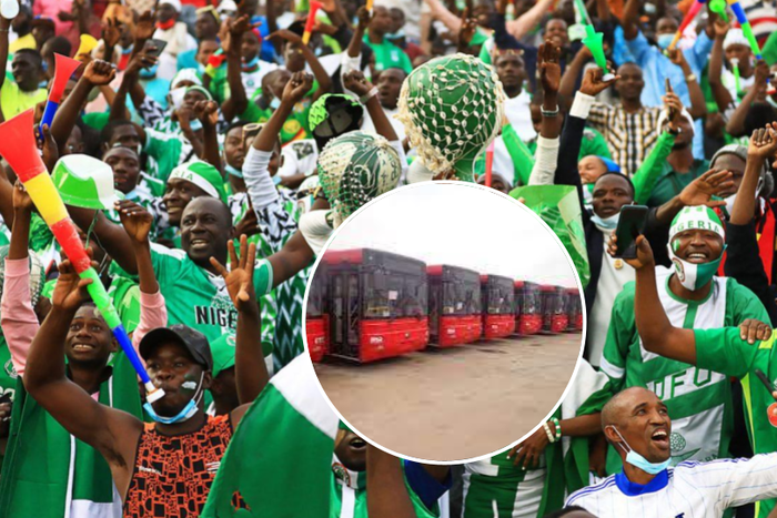 Super Eagles fans buses