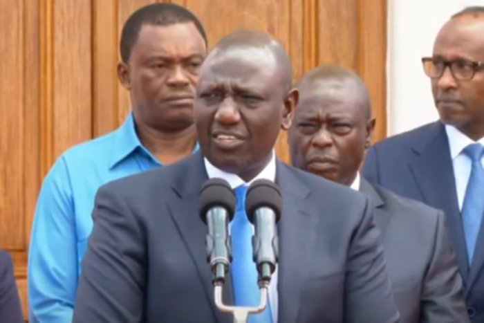 President William Ruto speaking before flagging off relief food to famine-stricken families in various parts of the country at State House on September 26, 2022