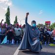 Aisha Yesufu's iconic photo of the EndSARS protests in Nigeria (Premium Times)