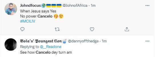 Reactions as Cancelo has a decent outing against Salah as Liverpool hold Manchester City to 2-2 draw