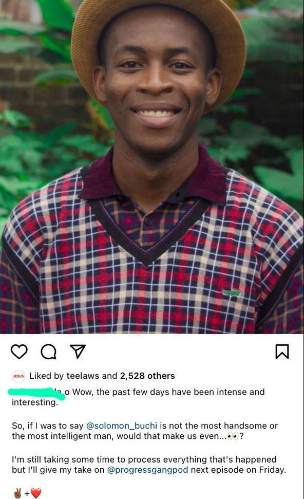 Her response to his comment [Instagram]