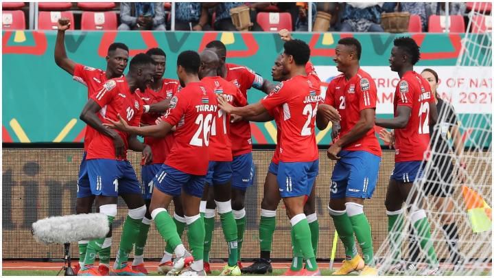 The Scorpions of Gambia celebrate their win..