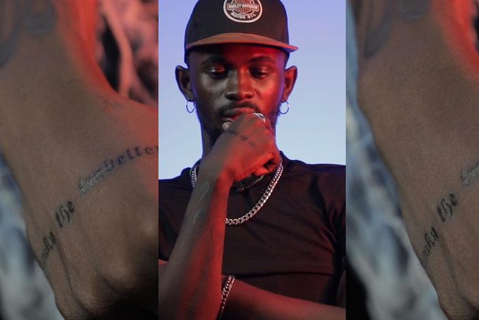 Black Sherif shows off Kwaku The Traveller tattoo