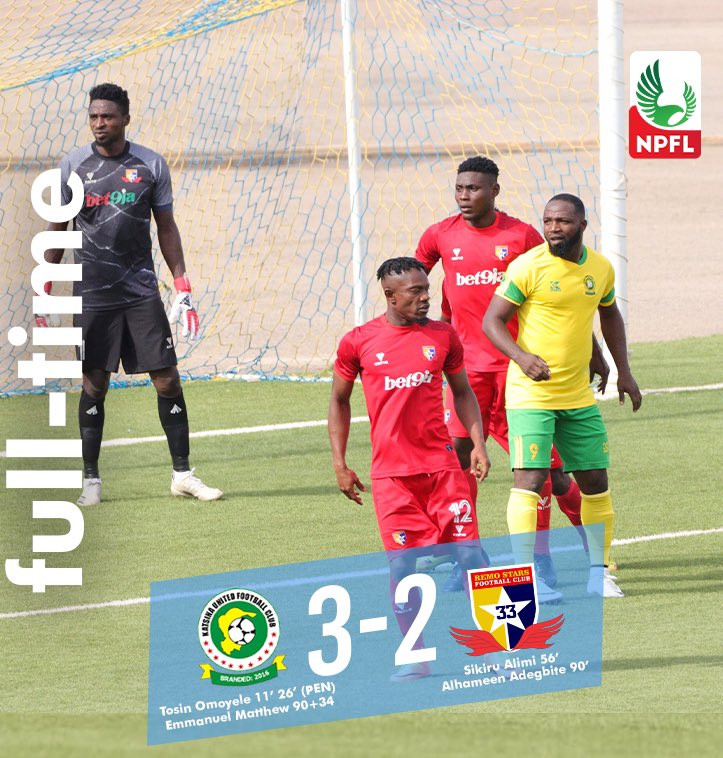 Emmanuel Matthew's 90+34th minute goal gave Katsina United the win over Remo Stars in their NPFL matchday 35 clash