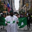 (Front) Mr Solomon Adelaja, Public Relations Officer, Organisation for the Advancement of Nigerians (OAN) leading the 2022 edition of Independence Day Parade on Saturday in New York.