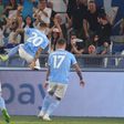 Mattia Zaccagni celebrates after breaking the deadlock for Lazio