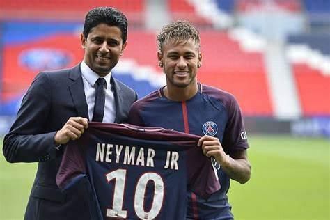 Neymar joined PSG for a world football transfer fee of 22O Million Euros