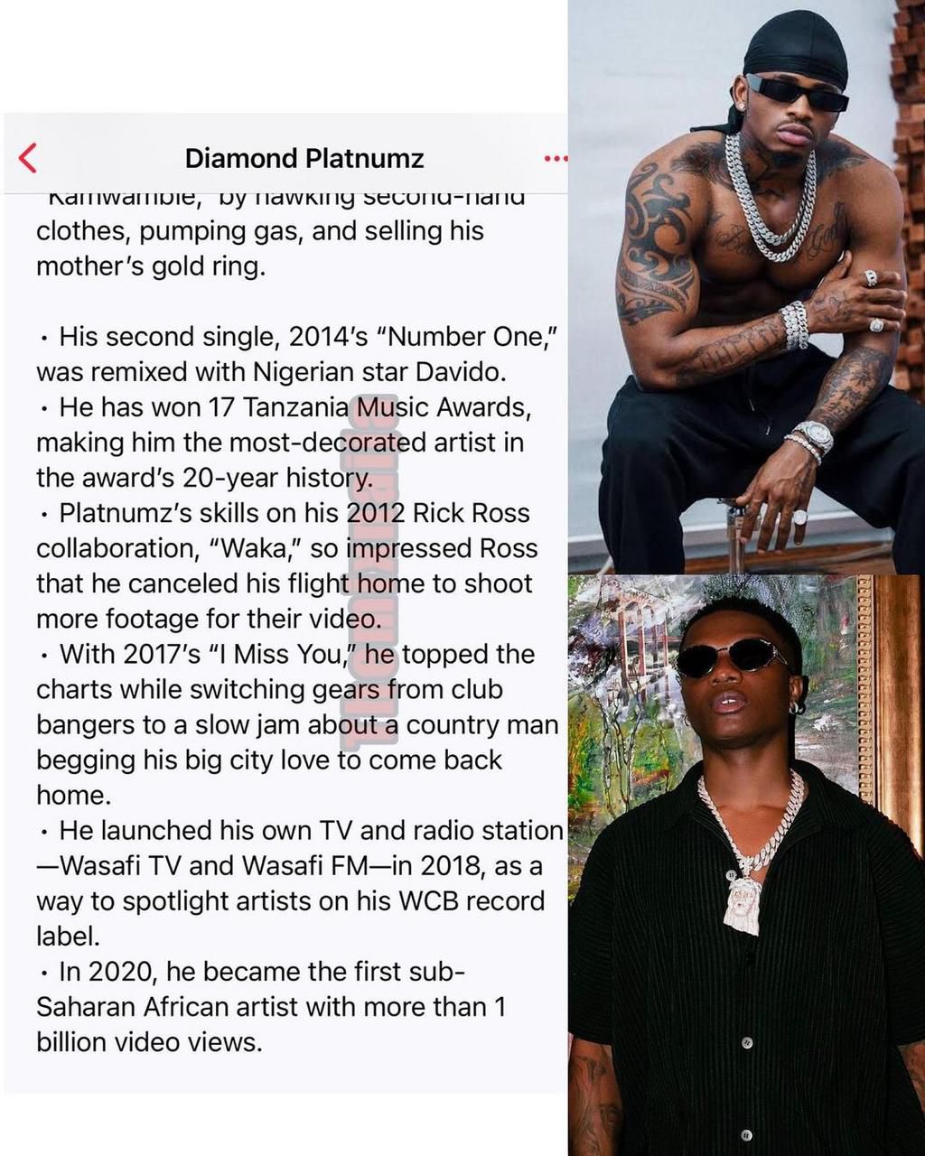 Diamond in trouble with Nigerians for throwing shading Burna Boy and Wizkid [Screenshot]