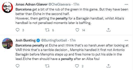 Reactions as Barcelona need controversial penalty to bear Elche