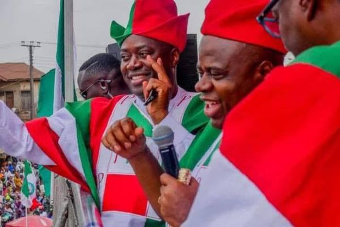 Governor Seyi Makinde at a PDP rally in Ibadan, Oyo State. [Twitter/@iboladele]