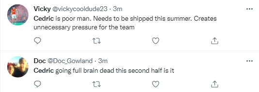 Arsenal fans blame Cedric as Nketiah scores 2 goals in 2-1 win against Leeds United