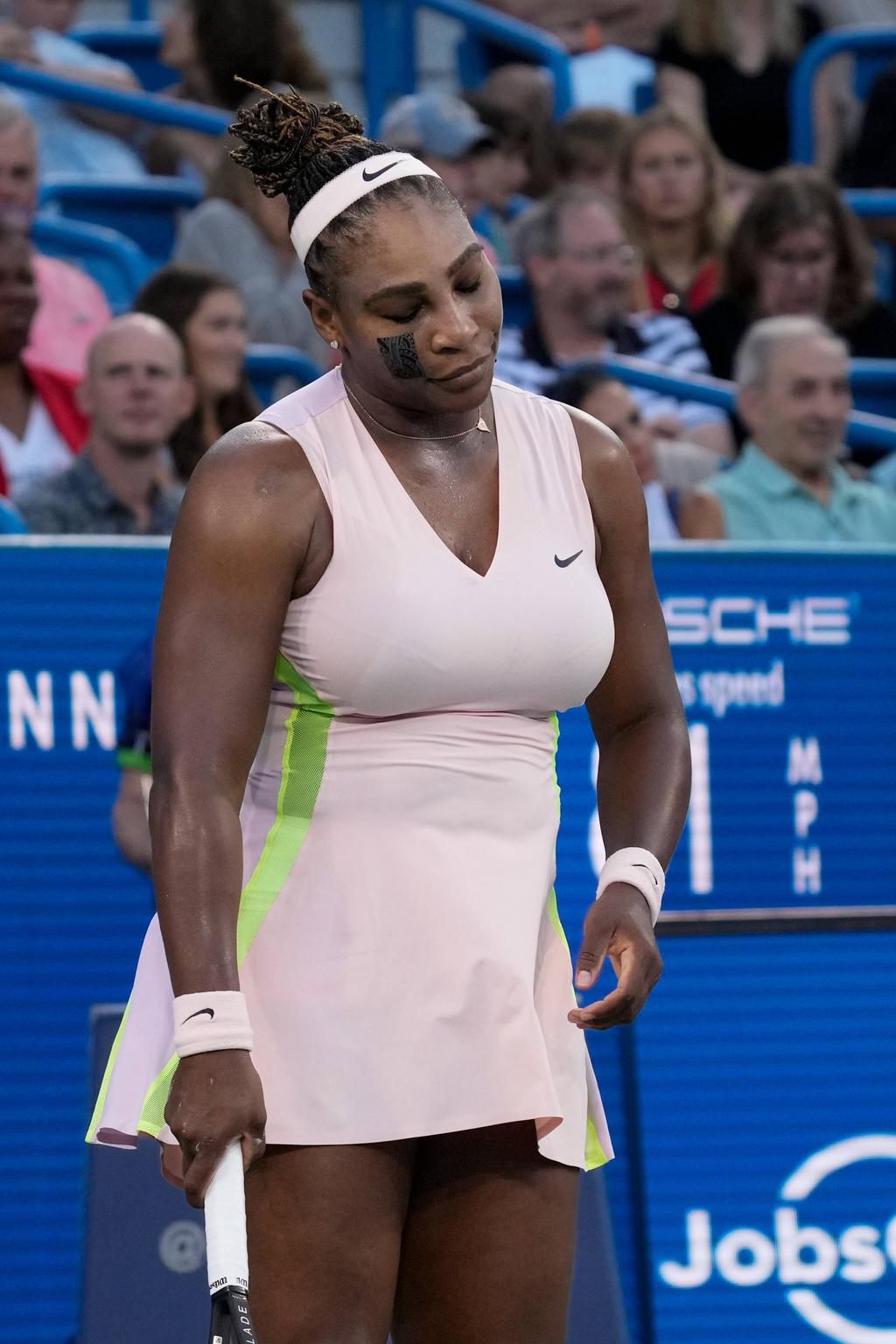 Serena Williams looked far from her best in her defeat on Tuesday