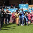 Akinfenwa receiving his guard of honour before kickoff