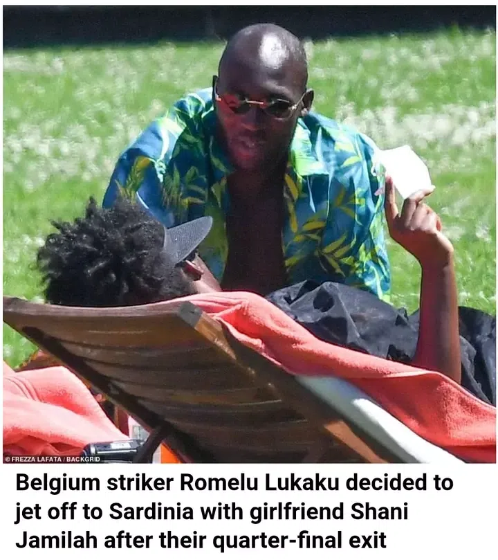 Lukaku and Shani were spotted in Sardinia after Belgium's quarter final exit at the Euro 2020
