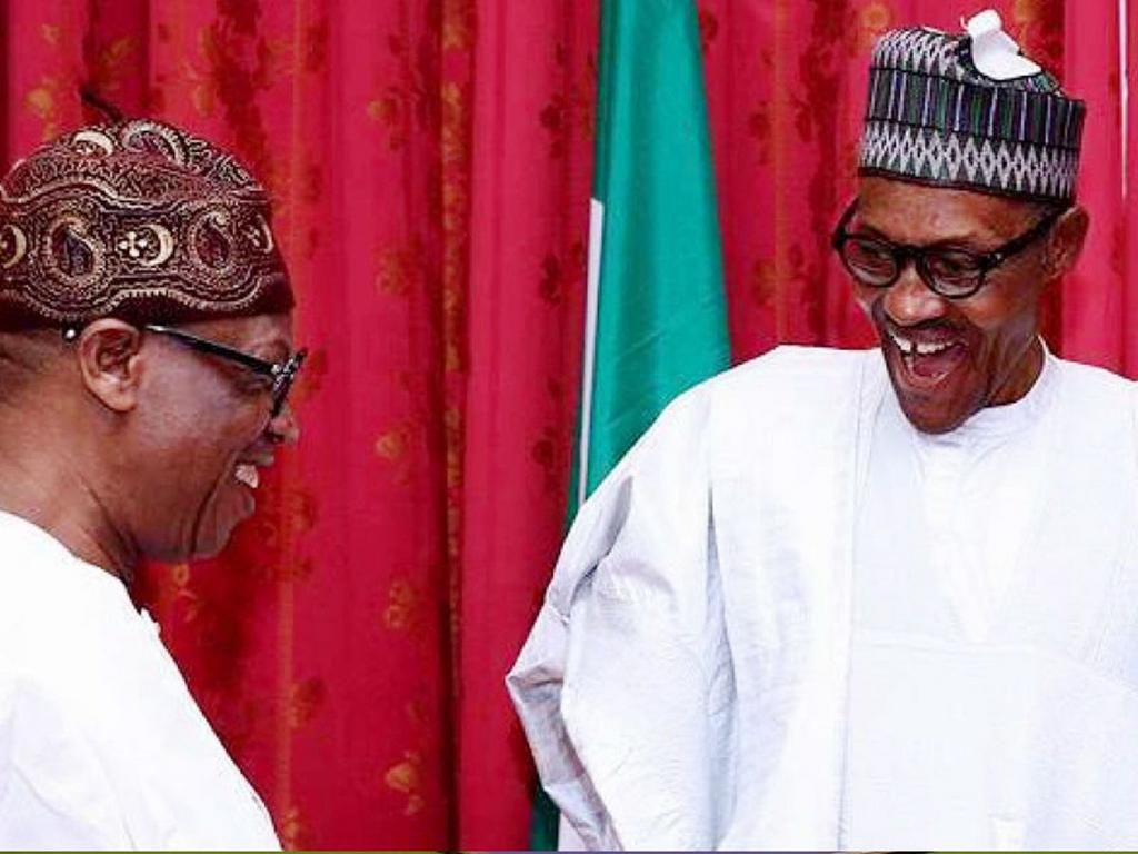 President Muhammadu Buhari and  Minister of Information and Culture, Lai Mohammed. [Twitter/@BashirAhmaad]