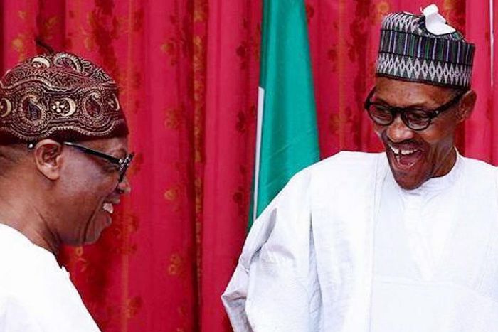 President Muhammadu Buhari and  Minister of Information and Culture, Lai Mohammed. [Twitter/@BashirAhmaad]