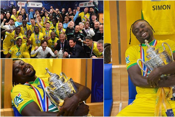 Moses Simon celebrates Nantes Coupe de France victory