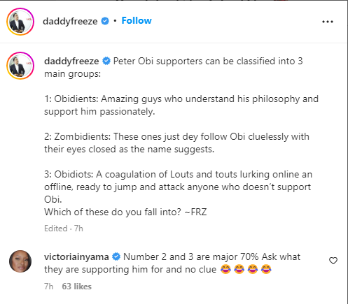 Victoria Inyama says 70% of Peter Obi's fans are 'Zombidients' and 'Obidiots'