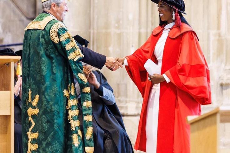 Tiwa Savage being awarded a doctorate degree in Music