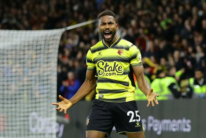 Emmanuel Dennis celebrates wildly after scoring against Chelsea