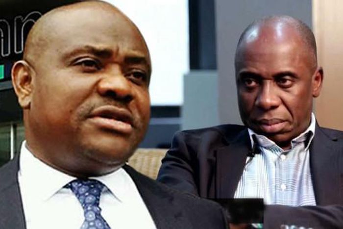 Governor Nyesom Wike of Rivers State and the Minister of Transportation, Rotimi Amaechi (The News Nigeria)