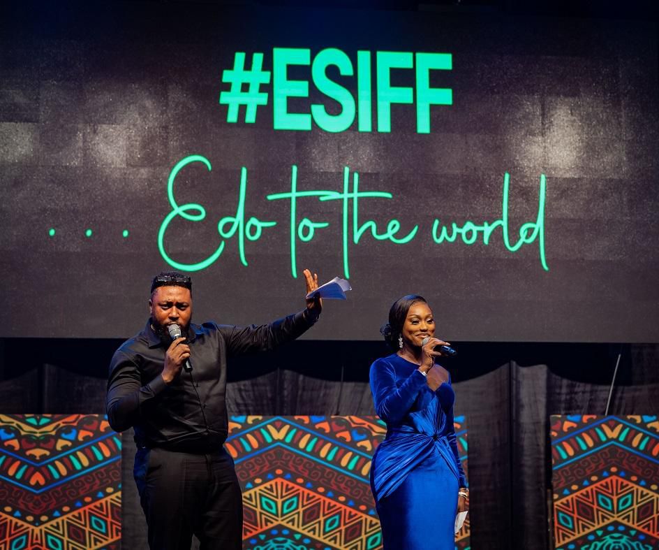 Hosts Rex Nosa and Linda Osifo at #ESIFF2022