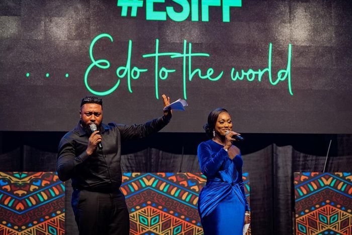 Hosts Rex Nosa and Linda Osifo at #ESIFF2022