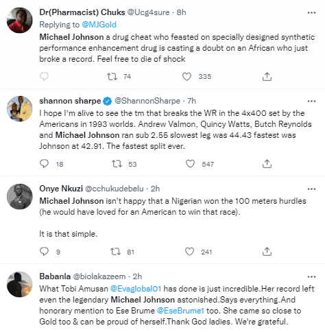 Michael Johnson for downplaying Tobi Amusan World record