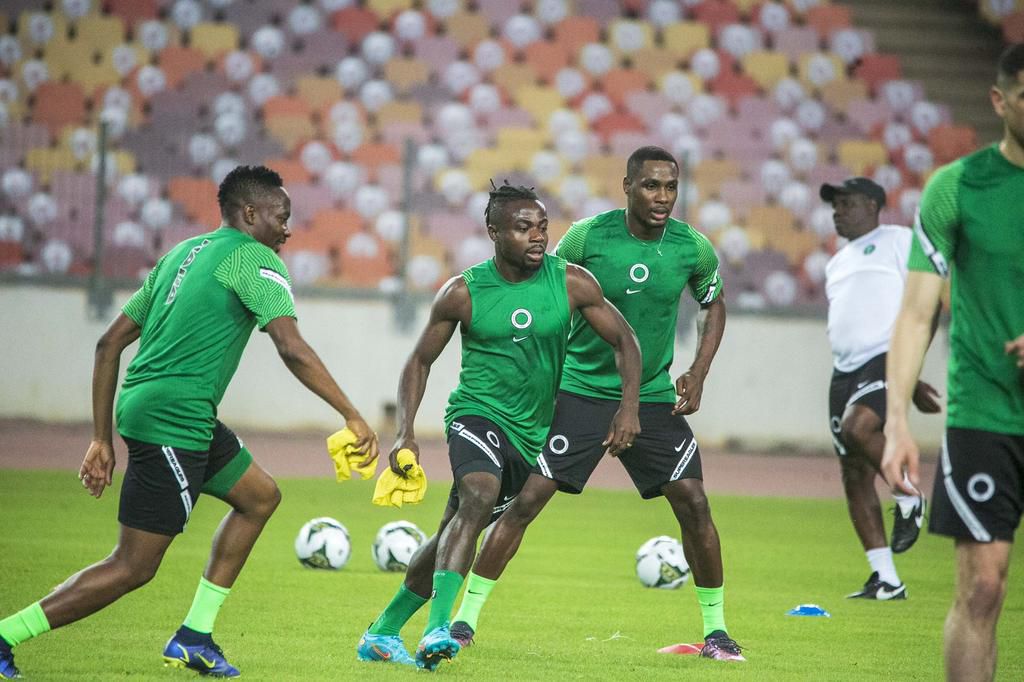 Super Eagles players enjoying their training session on Tuesday night