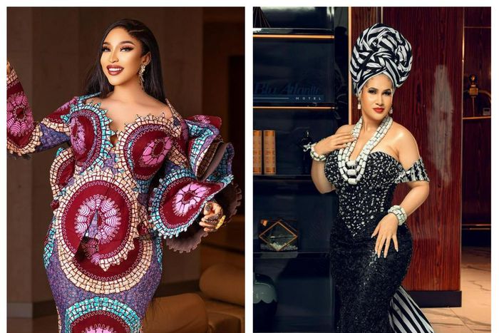 Nigerian movie stars Tonto Dikeh and Carolyn Hutchings [Instagram/TontoDikeh] [Instagram/CarolynHutchings]