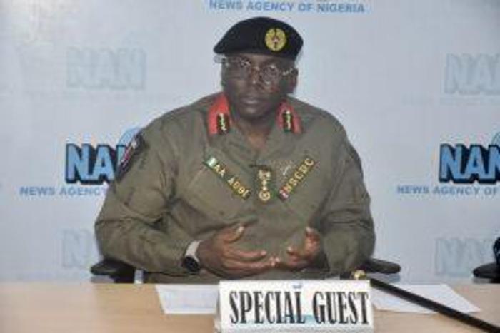 NSCDC Commandant General, Dr Ahmed Audi during NAN Forum in Abuja