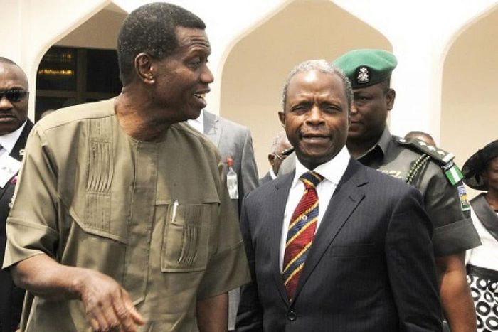 General Overseer of the  Redeemed Christian Church of God (RCCG), Pastor Enoch Adeboye and the Vice President Yemi Osinbajo.