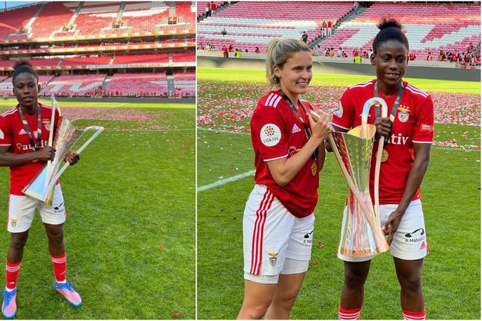 Super Falcons star Christy Ucheibe celebrates Portuguese league title with Benfica