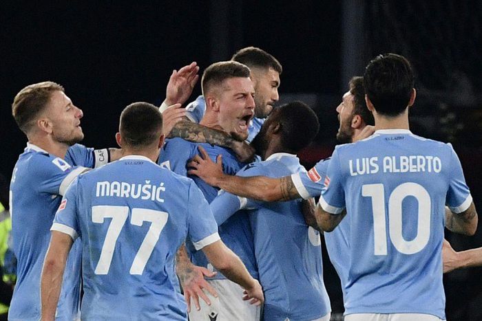 Sergej Milinkovic-Savic, pictured here after scoring against Inter Milan in October, has scored seven times in Serie A this season