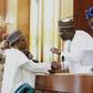 President Muhammadu Buhari, President of the Senate Ahmad Lawan and Speaker of the House of Representatives Hon. Femi Gbajabiamila at the presentation of 2020 Budget on the floor of the Senate. [Twitter/@DrAhmadLawan]