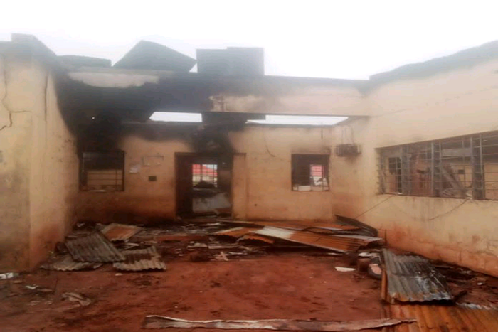 Hoodlums set INEC office ablaze in Enugu. (TheNation)
