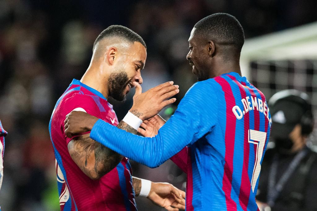 Dembele set up Memphis Depay for Barcelona's fourth goal