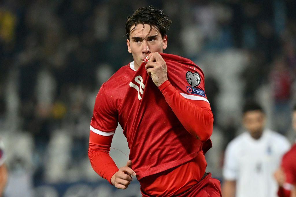 Serbia forward Dusan Vlahovic as been linked with a move to the Premier League