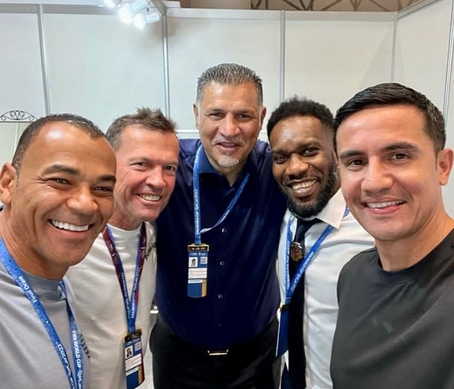 Nigeria's Jay Jay Okocha with other ex-players conducting the draws