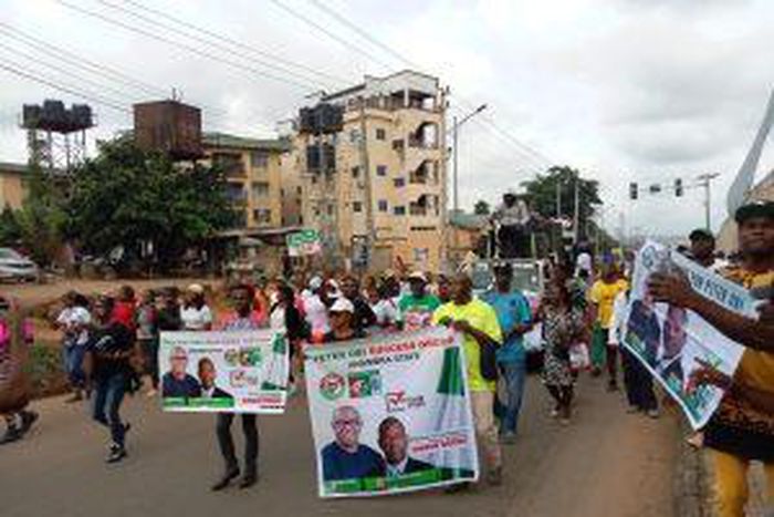 Solidarity March organised by the Coalition for Peter Obi (CPO), in Anambra on Saturday. (NAN)