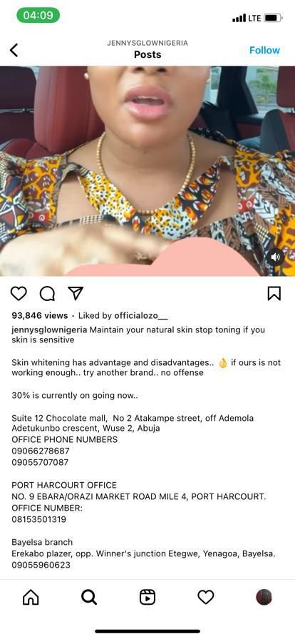 The page is full of warnings [Instagram/Jenny'sglow]