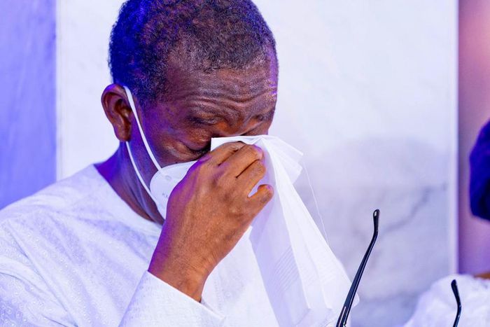 Remains of Sir Okorie Okowa, father of Governor Ifeanyi Okowa of Delta, were on Tuesday, Feb 16 laid to rest at Owa-Alero, Ika North East Local Government Area of the state.