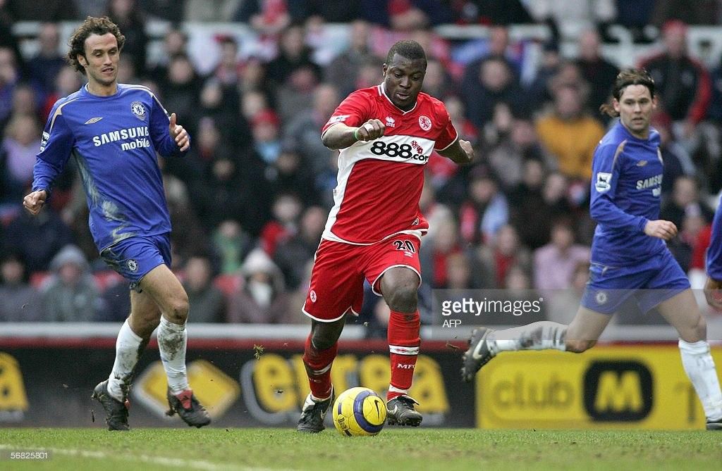 Yakubu Aiyegbeni and Ricardo Carvalho in Middlesbrough Vs Chelsea  February 2006