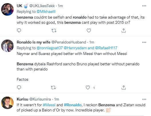 Reactions as Karim Benzema scores three goals (hat-trick) for Real Madrid against Chelsea