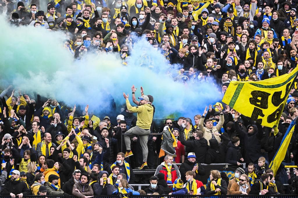 Union s supporters pictured during a soccer match between Royal Union Saint-Gilloise and Royal Sporting Club Anderlecht