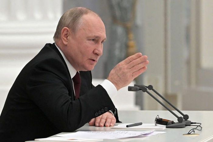 Russia's Vladimir Putin chairing a Security Council meeting in Moscow on Monday.