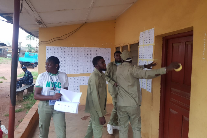 Corps members getting ready for election duty. [Daily Trust]